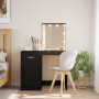 Tocador con luces LED negro 90x42x132,5 cm