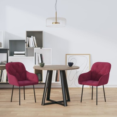 Sillas de comedor 2 unidades terciopelo rojo tinto