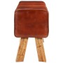 Banco potro Bok madera de mango y cuero marrón 110 cm