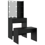 Juego de tocador con LED madera contrachapada negro