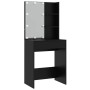 Juego de tocador con LED madera contrachapada negro