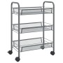 Carrito de cocina 3 niveles hierro gris 46x26x64 cm