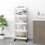 Carrito de cocina 5 niveles hierro y ABS blanco 42x29x128 cm