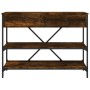 Mesa consola cajones estantes madera ingeniería roble ahumado