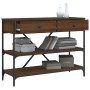 Mesa consola cajones estantes madera de ingeniería roble marrón