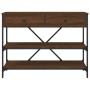 Mesa consola cajones estantes madera de ingeniería roble marrón