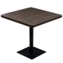 Mesa bar bistró MDF y acero cuadrada fresno oscuro 80x80x75 cm