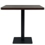 Mesa bar bistró MDF y acero cuadrada fresno oscuro 80x80x75 cm