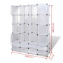 Armario modular con 18 compartimentos blanco 37x146x180,5 cm