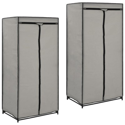 Armarios 2 unidades gris 75x50x160 cm