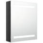 Armario de baño con espejo LED negro brillante 50x14x60 cm