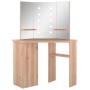 Tocador de esquina con LED roble 111x54x141,5 cm