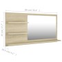 Espejo de baño madera contrachapada roble Sonoma 90x10,5x45 cm