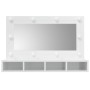 Mueble con espejo y luces LED blanco brillante 90x31,5x62 cm