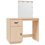 Mesa tocador con LED madera maciza de pino 95x50x133,5 cm