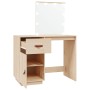 Mesa tocador con LED madera maciza de pino 95x50x133,5 cm
