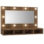 Mueble con espejo y LED marrón roble 90x31,5x62 cm