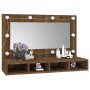 Mueble con espejo y LED marrón roble 90x31,5x62 cm