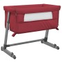 Cuna con colchón tela de lino rojo