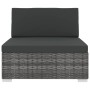 Asiento seccional central con cojines 1ud ratán sintético gris