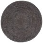 Puf hecho a mano gris oscuro 45x30 cm yute