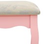 Tocador con taburete y espejo triple plegable rosa