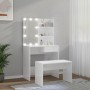 Juego de tocador con LED madera contrachapada blanco brillante