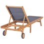 Tumbonas plegables con ruedas 2 uds teca maciza y textilene
