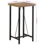 Mesa alta de hierro y madera maciza reciclada 55x55x107 cm