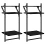 Estantes de pared 2 niveles con barras 2 uds negro 30x25x65 cm