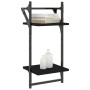 Estantes de pared 2 niveles con barras 2 uds negro 30x25x65 cm