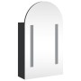 Mueble de baño con espejo arqueado y luz LED negro 42x13x70 cm