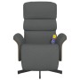 Sillón reclinable de masaje con reposapiés tela gris oscuro