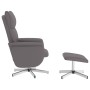 Sillón de masaje reclinable con reposapiés cuero sintético gris