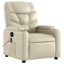 Sillón reclinable de masaje cuero sintético crema