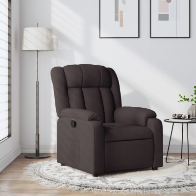 Sillón reclinable de tela marrón oscuro