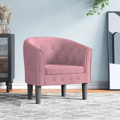 Sillón de terciopelo rosa