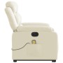 Sillón de masaje elevable eléctrico cuero sintético crema