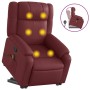 Sillón reclinable de masaje de pie cuero artificial rojo tinto