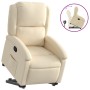 Sillón reclinable elevable de tela color crema