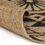 Alfombra de yute tejida a mano con estampado negro 120 cm