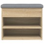 Banco zapatero madera de ingeniería roble Sonoma 62x32x50 cm