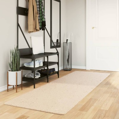 Alfombra de pelo corto suave lavable HUARTE beige 80x250 cm