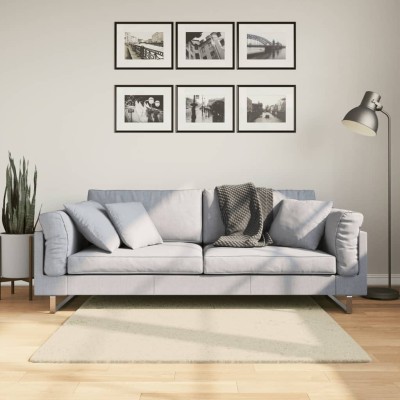 Alfombra de pelo corto suave lavable HUARTE crema 120x120 cm