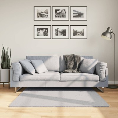 Alfombra de pelo corto suave lavable HUARTE gris 120x120 cm