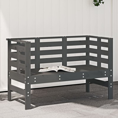 Banco de jardín madera maciza de pino gris 111,5x53x71 cm