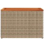 Mesas auxiliares de jardín 2 uds ratán madera beige 55x34x37cm