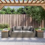 Mesas auxiliares de jardín 2 uds ratán madera gris 55x34x37 cm