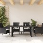 Mesa de jardín superficie de vidrio ratán PE negro 190x80x74 cm