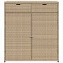 Armario de almacenaje de jardín ratán PE beige 105x55x113 cm